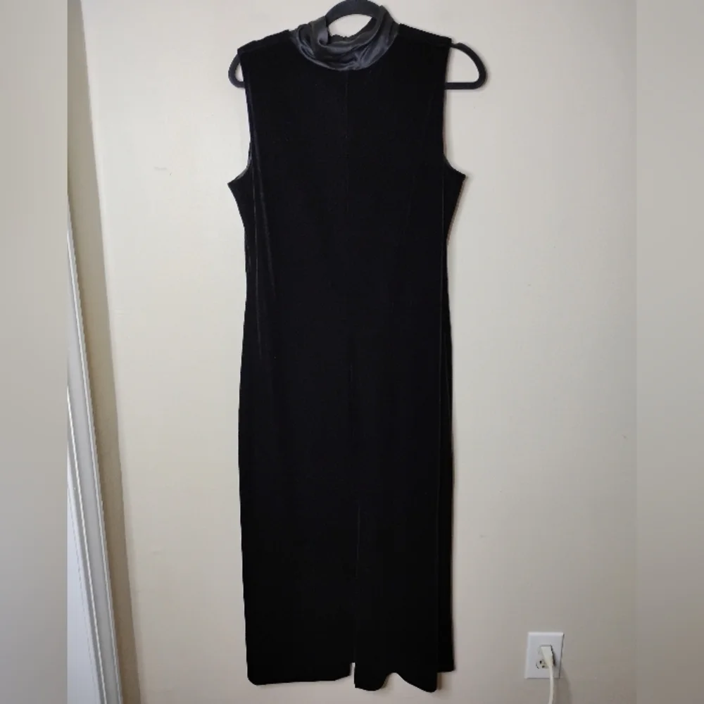 Talbots Vintage Black Velvet Elegant Black Tie Maxi Dress Silk Neck Scarf 12